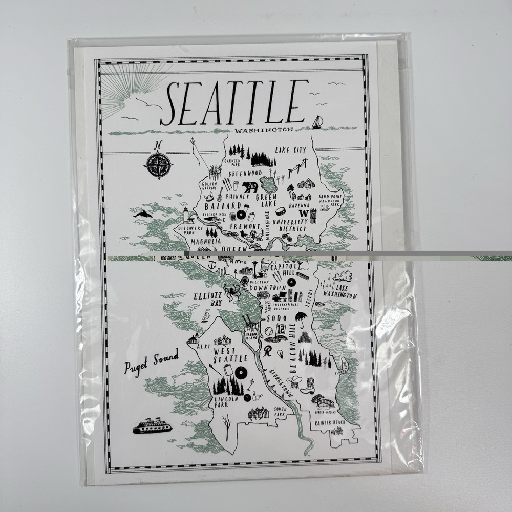 Seattle Map 9x12 Poster by Frida Clements 2014 SubPop Art Print Broken Press‎